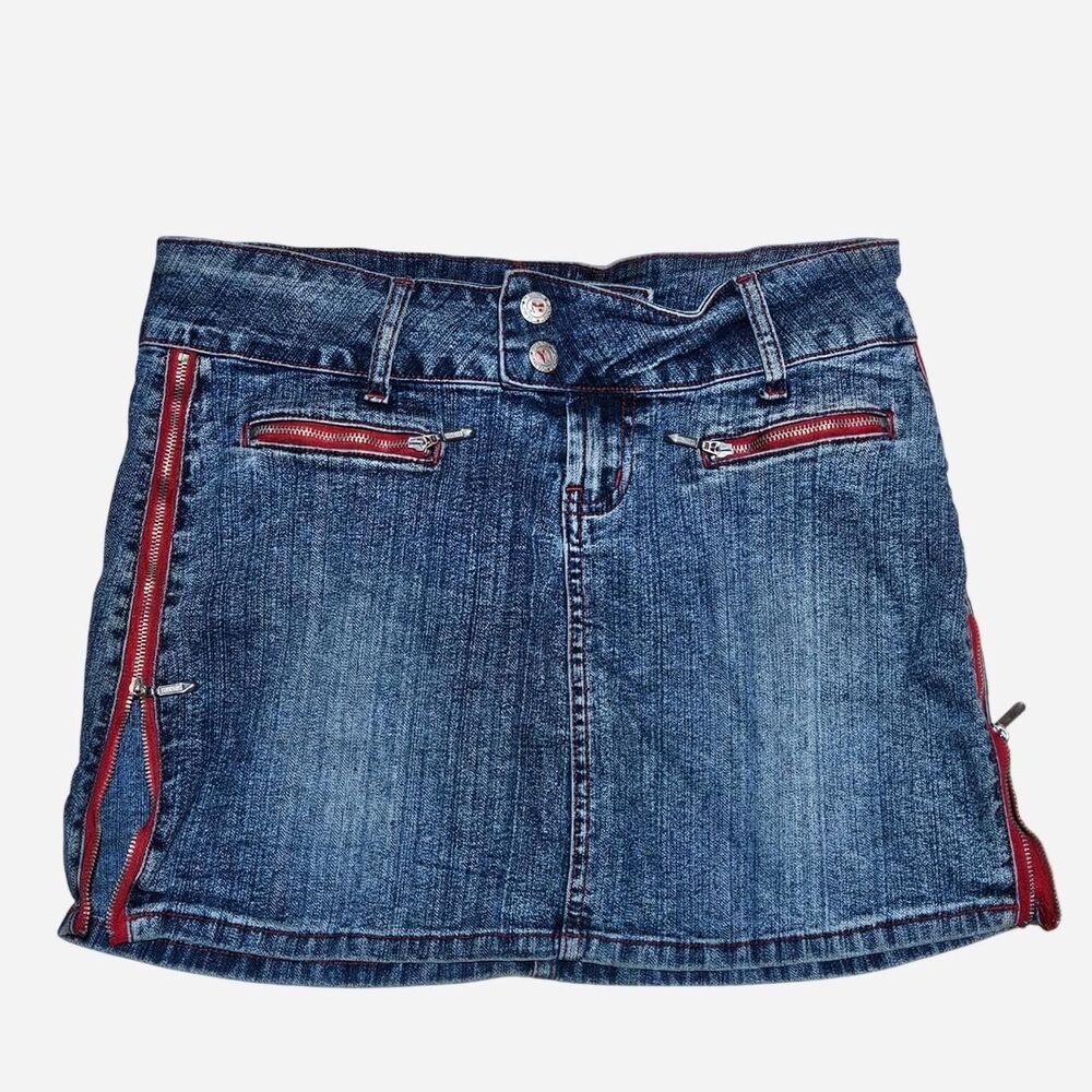 y2k grunge streetwear mini denim skirt zippers